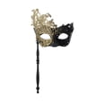 thumbnail image 1 of Mskk Masquerade Mask for Women, Glitter Lace Rhinestone Hand‑Held Stick Mask Halloween Mardi Gras Carnival Costume Ball Cosplay Party Accessory for Night Event, Gold, 1 of 3