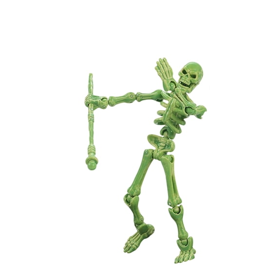 Mskk Multi-Color Movable Joint Skeleton Mini Figurine, 5.3" Posable Plastic Skeleton Action Figure Halloween Decor for Table, Haunted House Decor