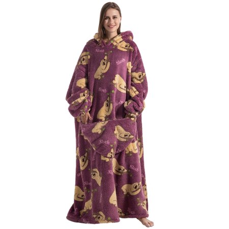 Msrlassn Extra Long Wearable Blanket Hoodie for Women Men Adults Oversized Hooded Blanket Sweatshirt, Super Soft Warm Comfortable Giant Wearable Blanket Hoodie with Big Pocket