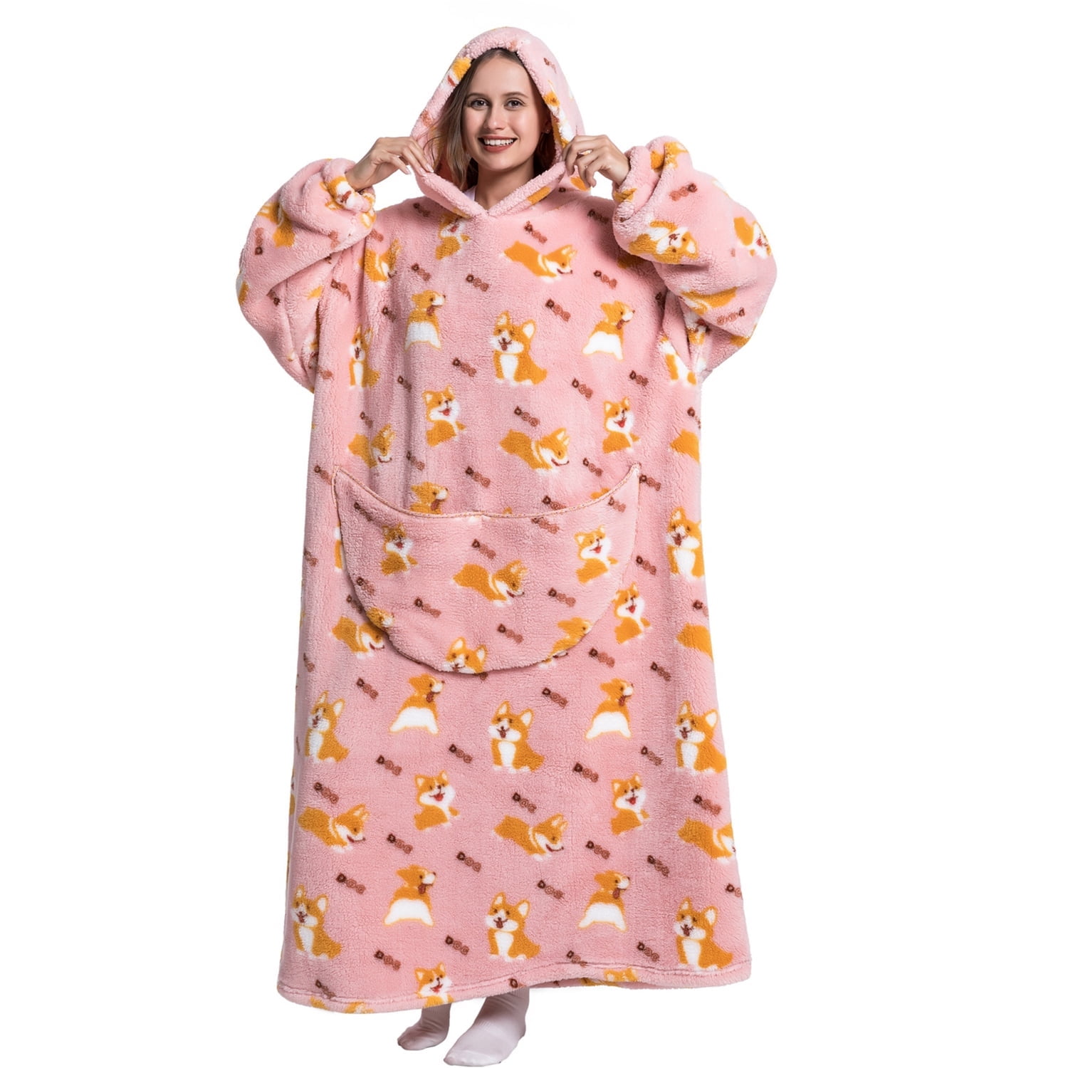 Msrlassn Extra Long Wearable Blanket Hoodie for Women Men Adults Oversized Hooded Blanket Sweatshirt, Super Soft Warm Comfortable Giant Wearable Blanket Hoodie with Big Pocket