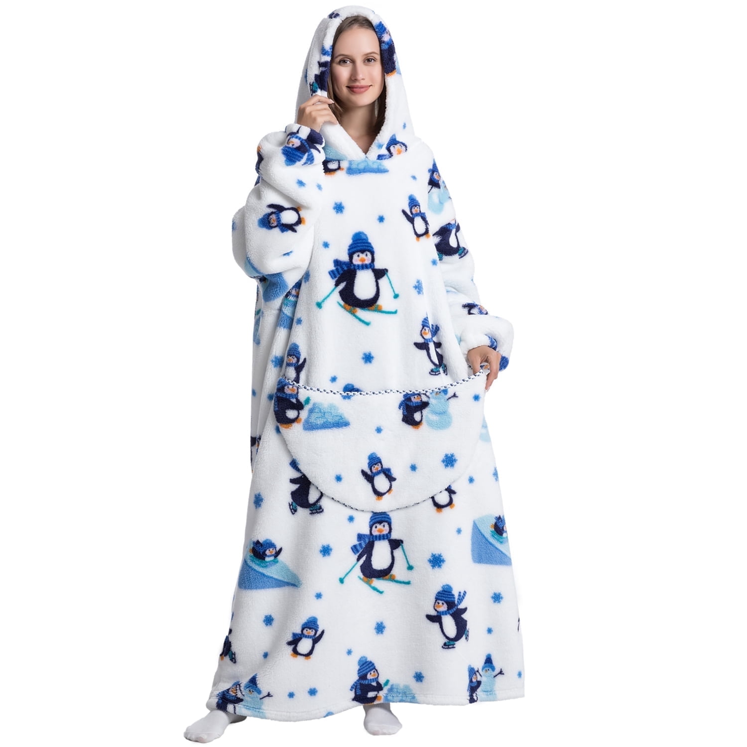 Msrlassn Extra Long Wearable Blanket Hoodie for Women Men Adults Oversized Hooded Blanket Sweatshirt, Super Soft Warm Comfortable Giant Wearable Blanket Hoodie with Big Pocket
