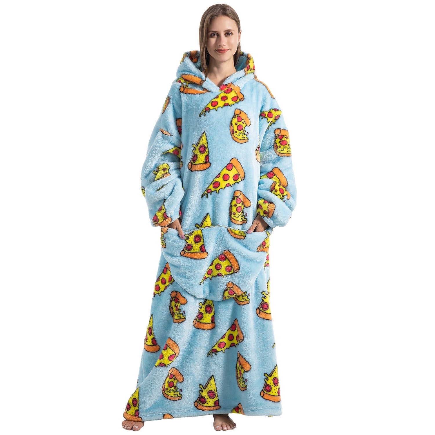 Msrlassn Extra Long Wearable Blanket Hoodie for Women Men Adults Oversized Hooded Blanket Sweatshirt, Super Soft Warm Comfortable Giant Wearable Blanket Hoodie with Big Pocket
