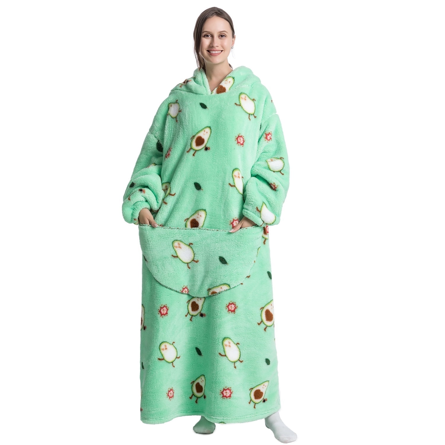 Msrlassn Extra Long Wearable Blanket Hoodie for Women Men Adults Oversized Hooded Blanket Sweatshirt, Super Soft Warm Comfortable Giant Wearable Blanket Hoodie with Big Pocket