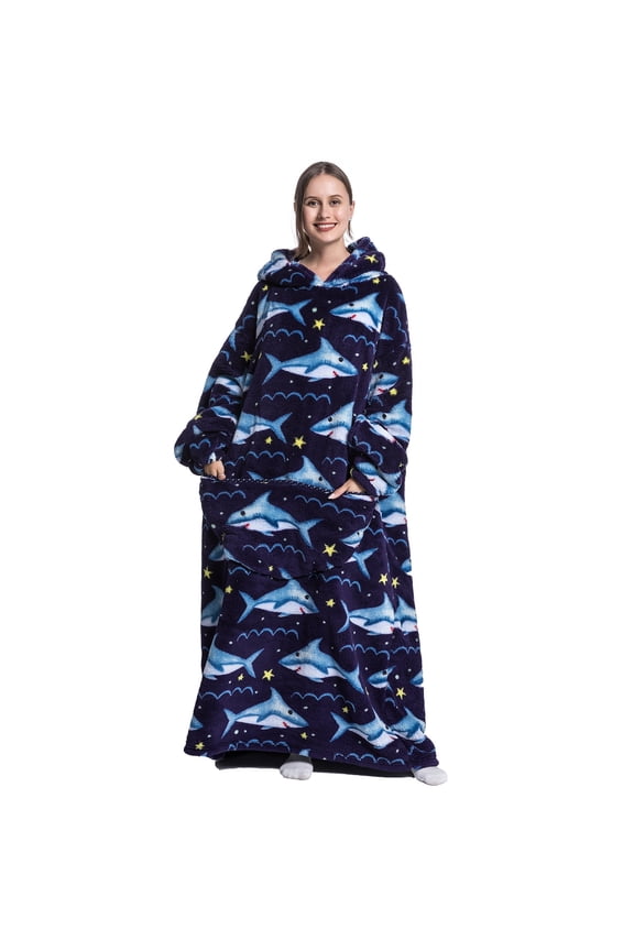 Extra Long Wearable Blanket Hoodie for Women Men Adults Oversized Hooded Blanket Sweatshirt, Super Soft Warm Comfortable Giant Wearable Blanket Hoodie with Big Pocket