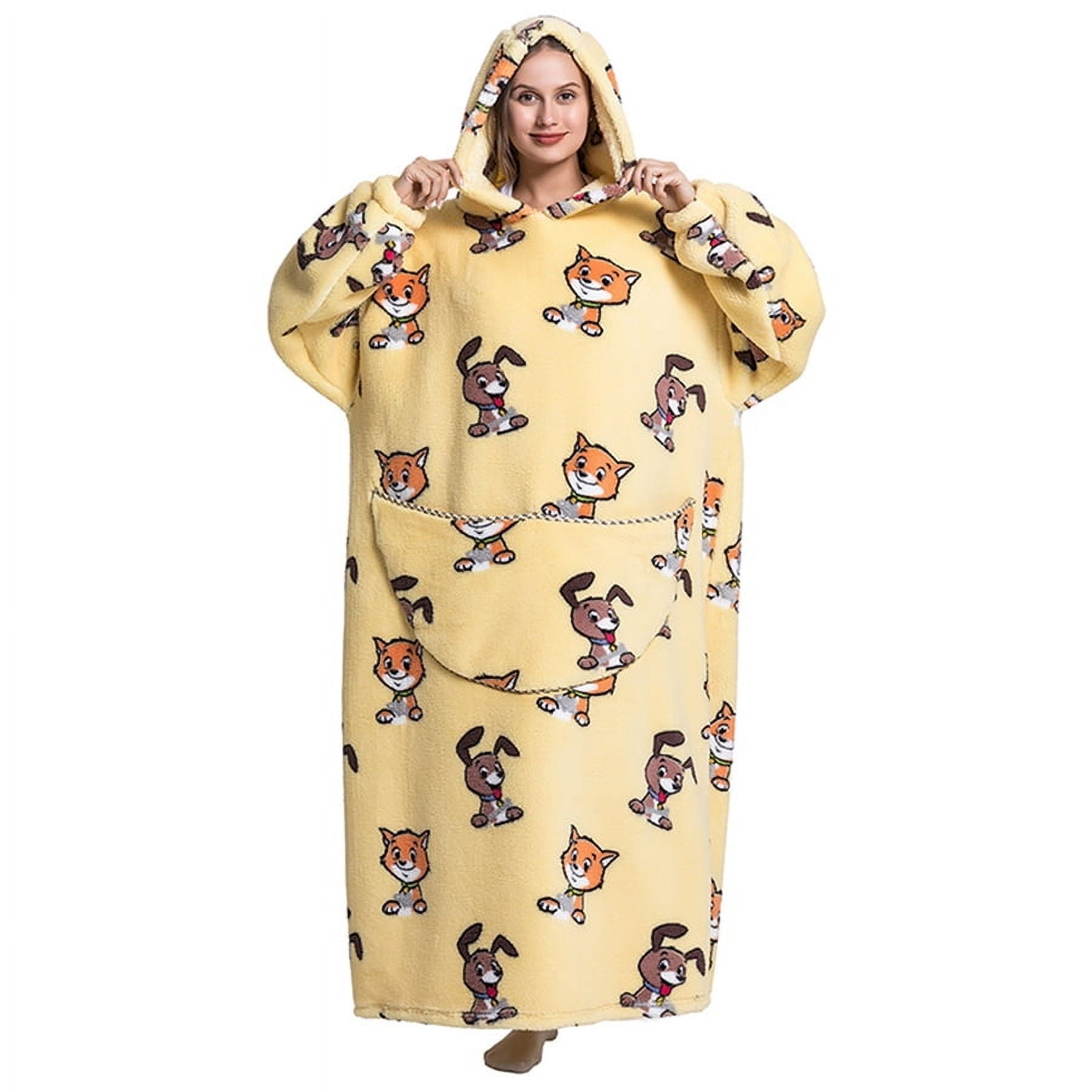 Msrlassn Extra Long Wearable Blanket Hoodie for Women Men Adults Oversized Hooded Blanket Sweatshirt, Super Soft Warm Comfortable Giant Wearable Blanket Hoodie with Big Pocket