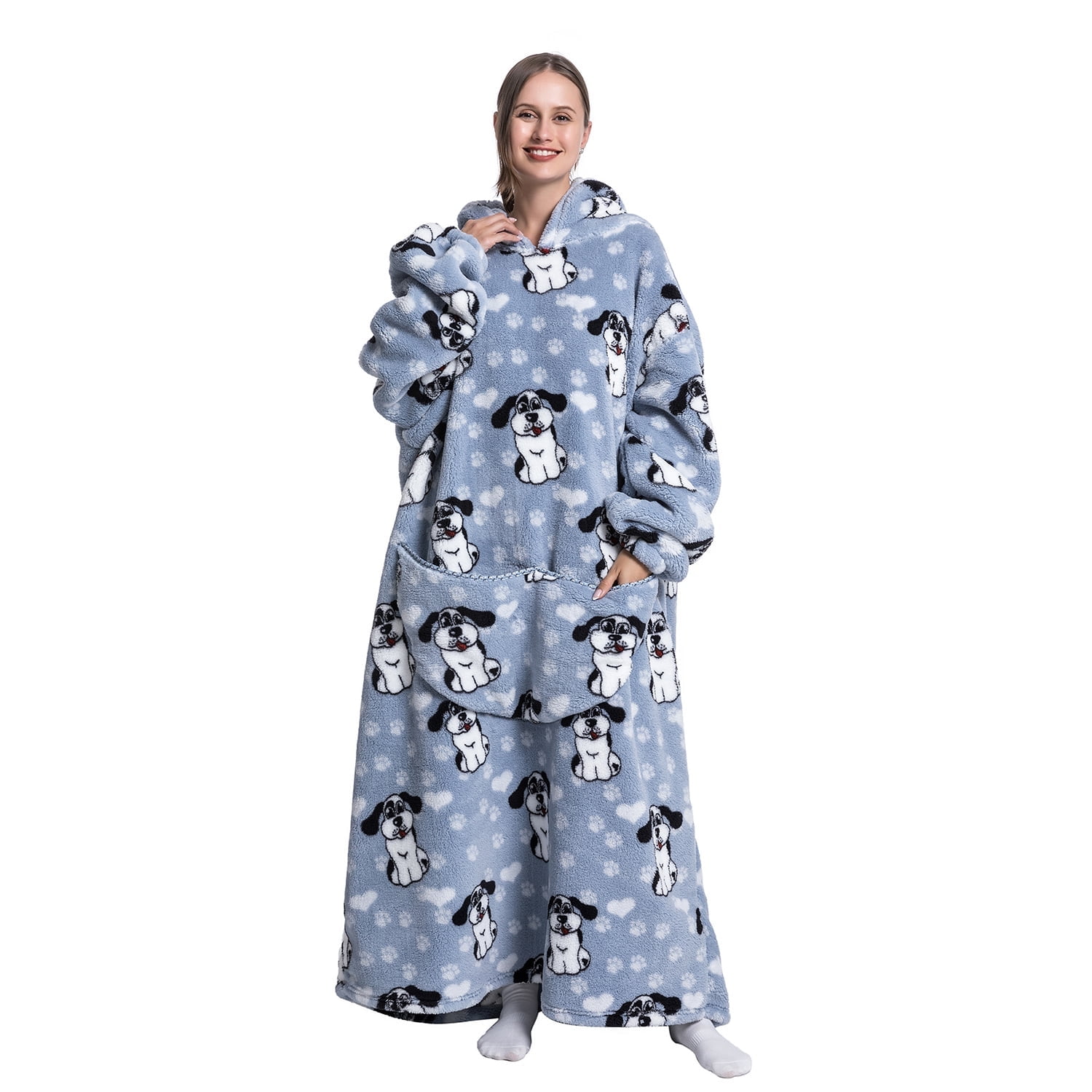 Msrlassn Extra Long Wearable Blanket Hoodie for Women Men Adults Oversized Hooded Blanket Sweatshirt, Super Soft Warm Comfortable Giant Wearable Blanket Hoodie with Big Pocket