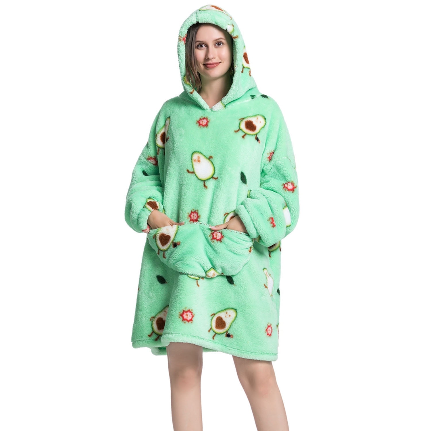 Msrlassn Hoodie Blanket for Women Adults Wearable Hooded Sweatshirt Pullover, Wearable Blanket Hoodie Super Soft Warm Cosy Sweatshirt with Big Pocket