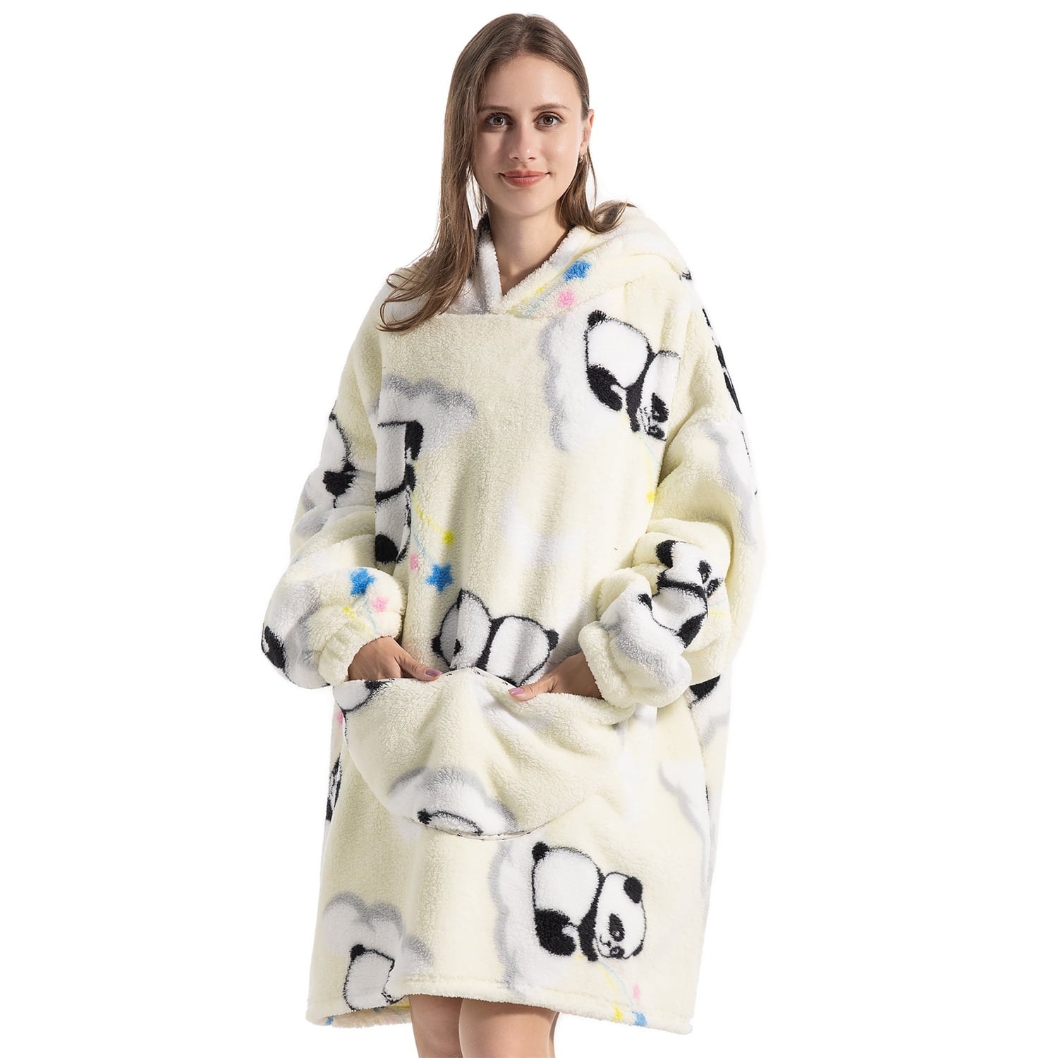 Msrlassn Hoodie Blanket for Women Adults Wearable Hooded Sweatshirt Pullover, Wearable Blanket Hoodie Super Soft Warm Cosy Sweatshirt with Big Pocket