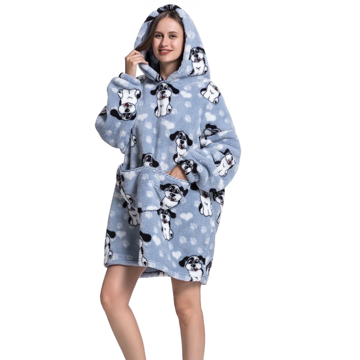Msrlassn Hoodie Blanket for Women Adults Wearable Hooded Sweatshirt Pullover, Wearable Blanket Hoodie Super Soft Warm Cosy Sweatshirt with Big Pocket