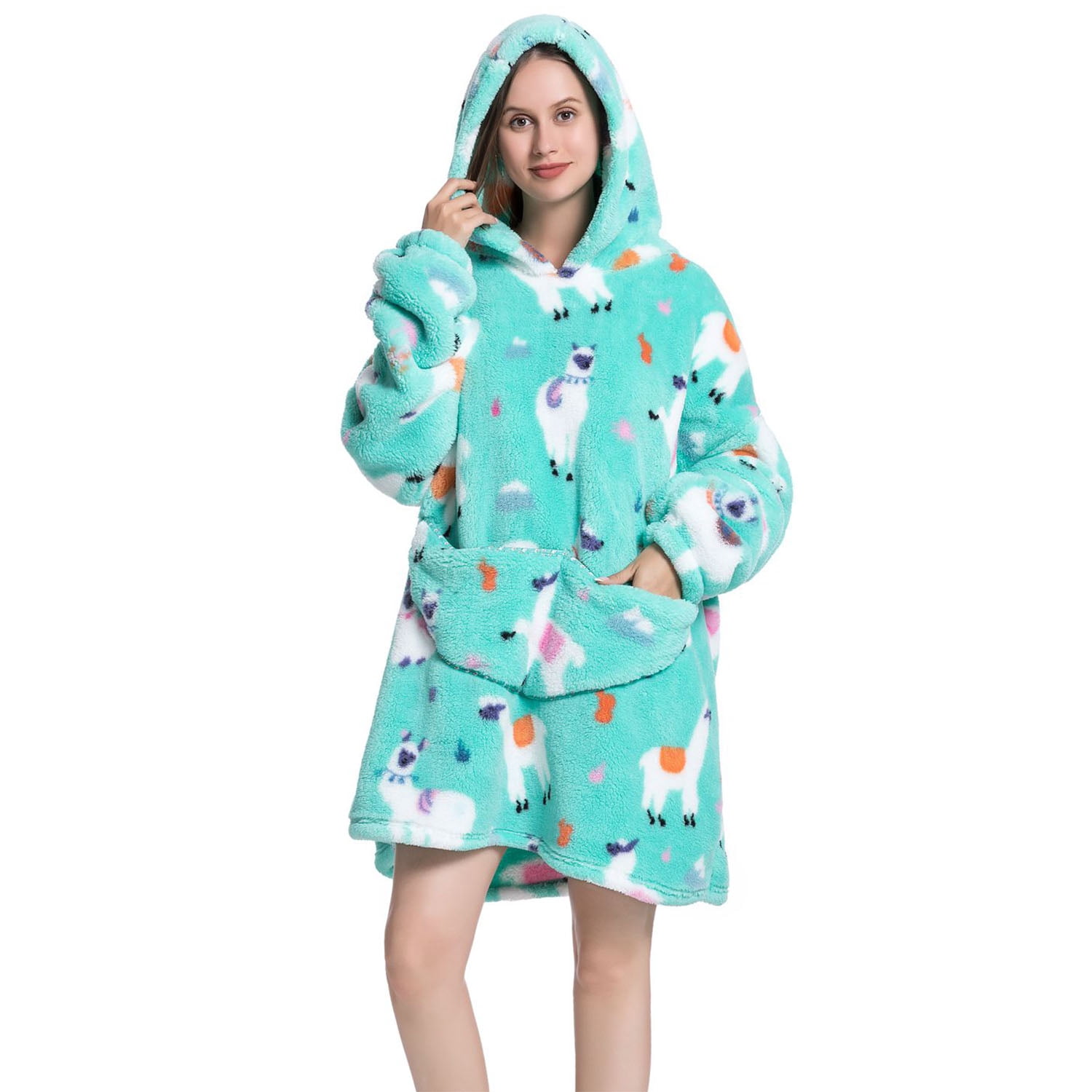 Msrlassn Hoodie Blanket for Women Adults Wearable Hooded Sweatshirt Pullover, Wearable Blanket Hoodie Super Soft Warm Cosy Sweatshirt with Big Pocket