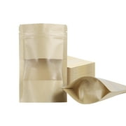 Mstar Packing Kraft Paper Bags with Window Resealable Candy Bags for Small Business