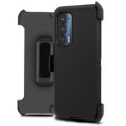 Mstechcorp for Moto Edge 2021 Cell Phone Case with Built-in Screen Protector for Motorola, Black