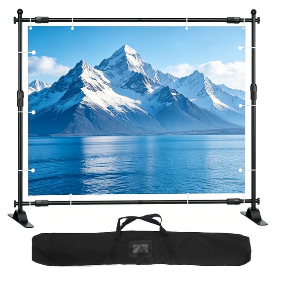 Mstge 10x8 ft Adjustable Backdrop Banner Stand, Large Display Step and Repeat Stand with carrying bag, Portable Backdrop Banner Stand for Parties Wedding Photo Exhibition Background