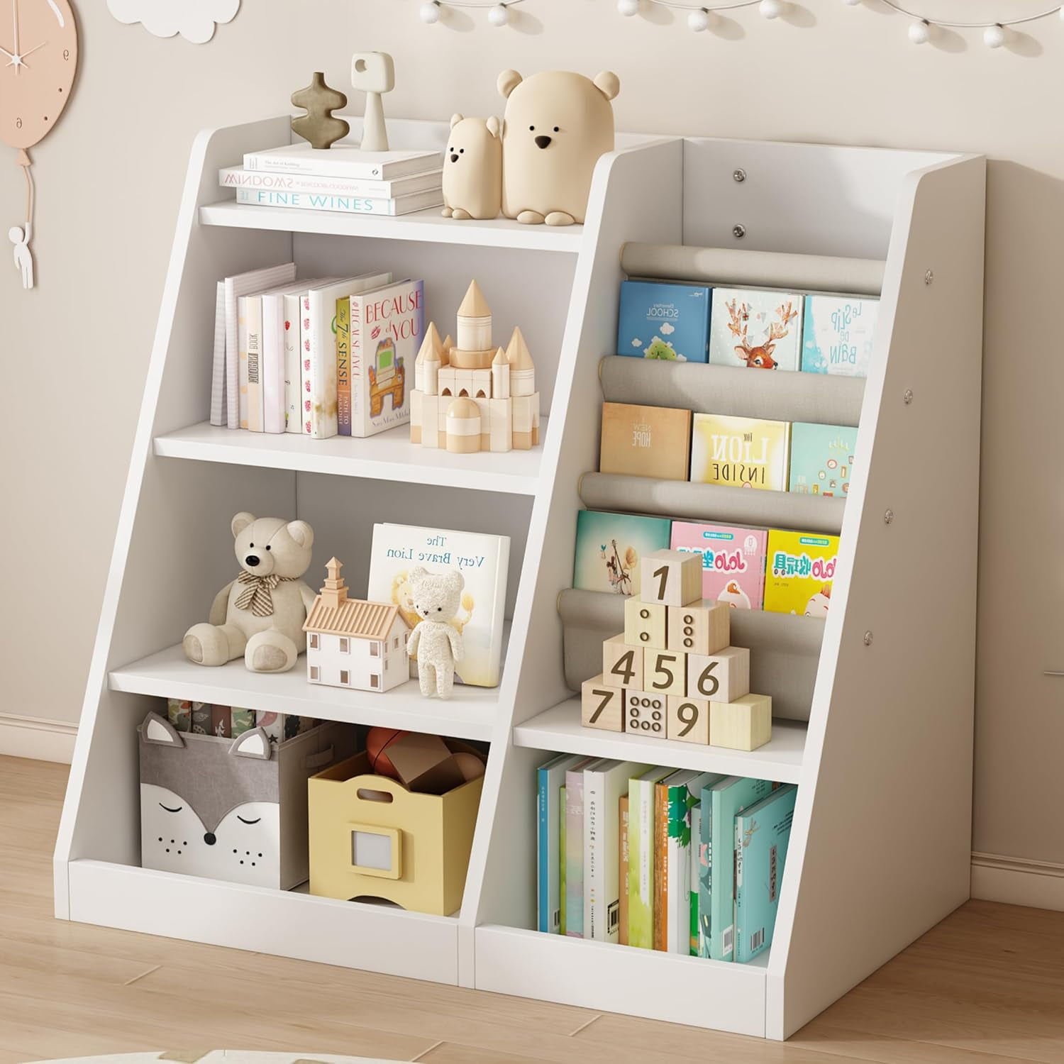 Msutree Wooden Kids Bookshelf, Toy Storage Organizer Cabinet for Kids ...