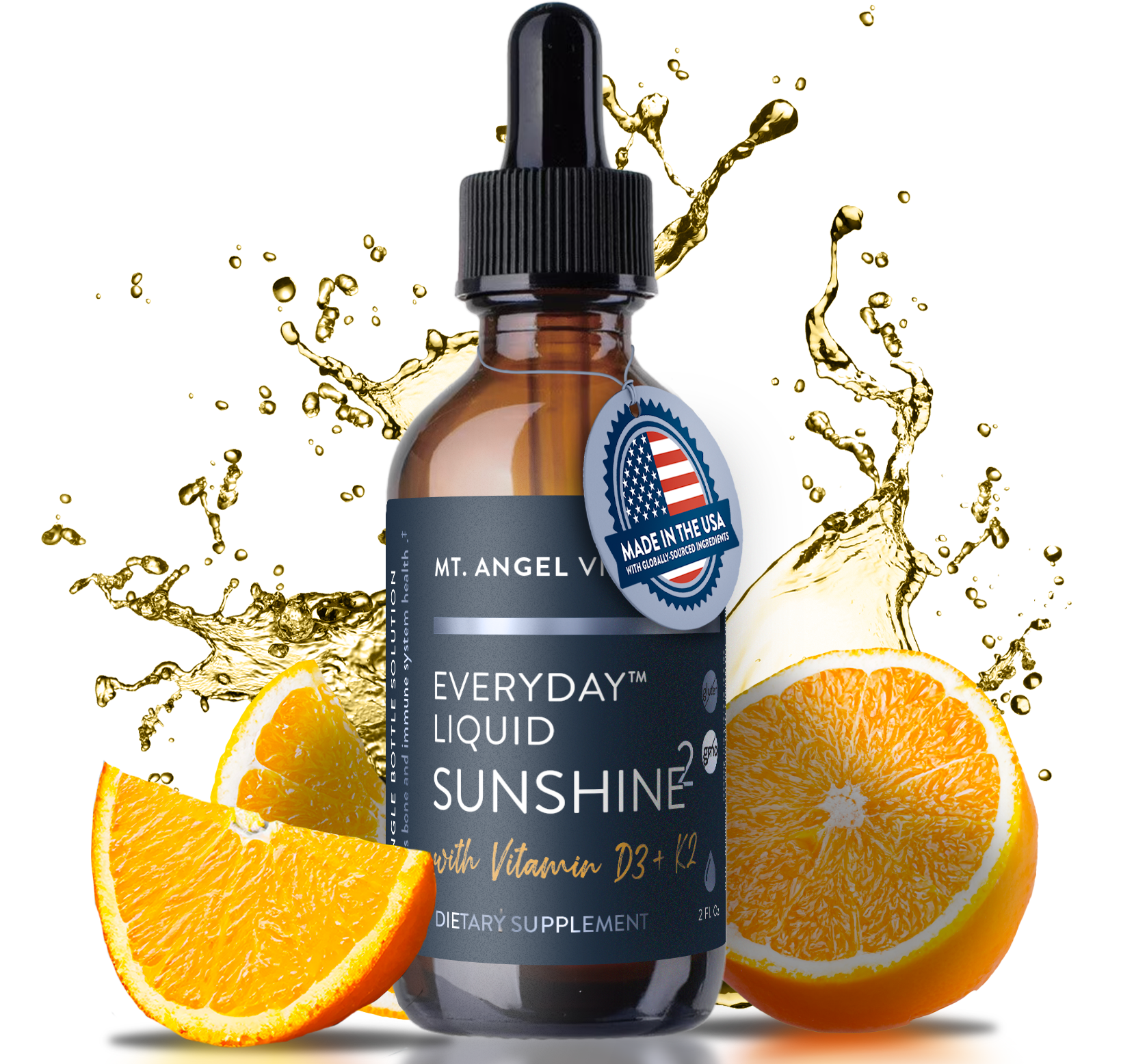 Mt. Angel Vitamins - Liquid Sunshine - Vitamin D3 + K2 - 2 fl oz