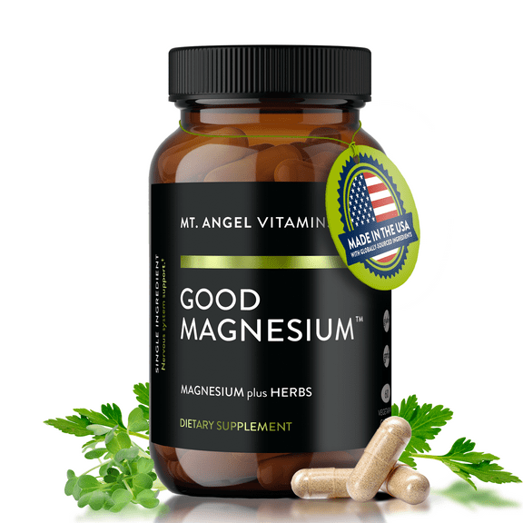 Mt. Angel Vitamins Good Magnesium Chelate 200 mg High-Absorption Magnesium Supplement with Amino Acids Supports Muscle Relaxation, Nerve Health, and Energy Levels 60 Capsules
