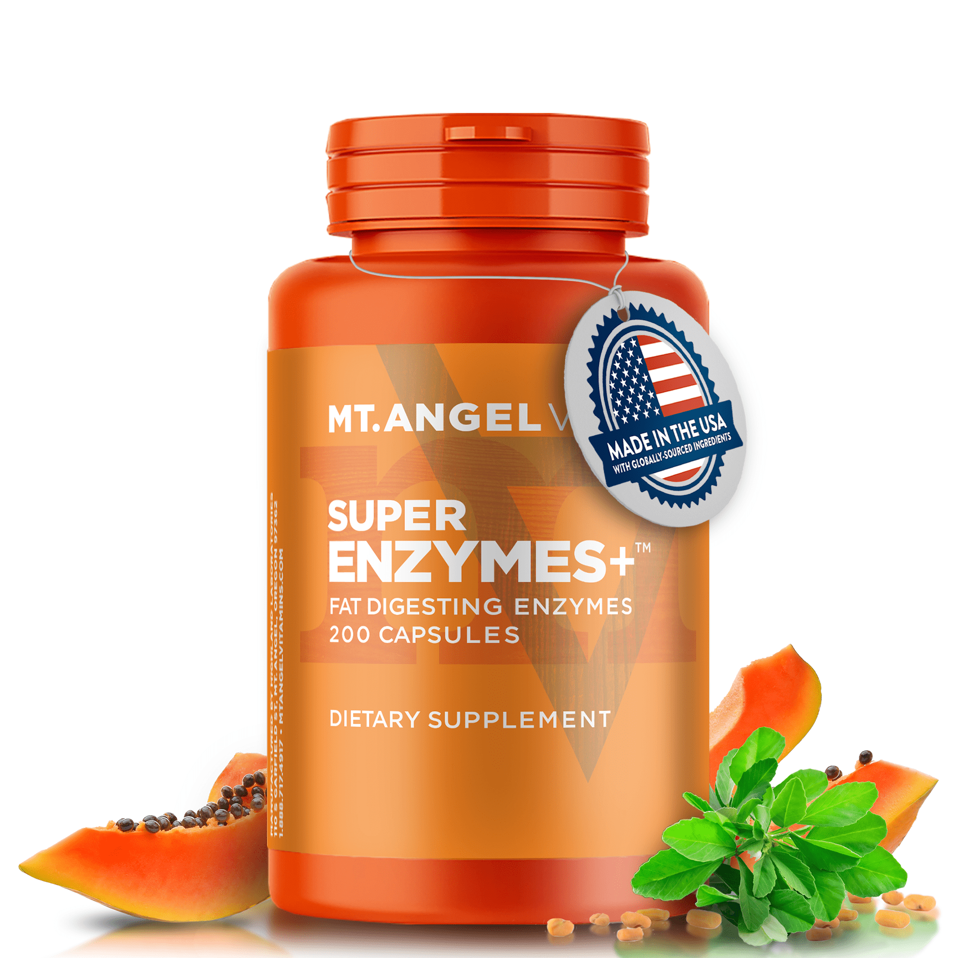 Mt. Angel Vitamins - Super Enzymes +, Fat Digesting Enzymes (200 Capsules)