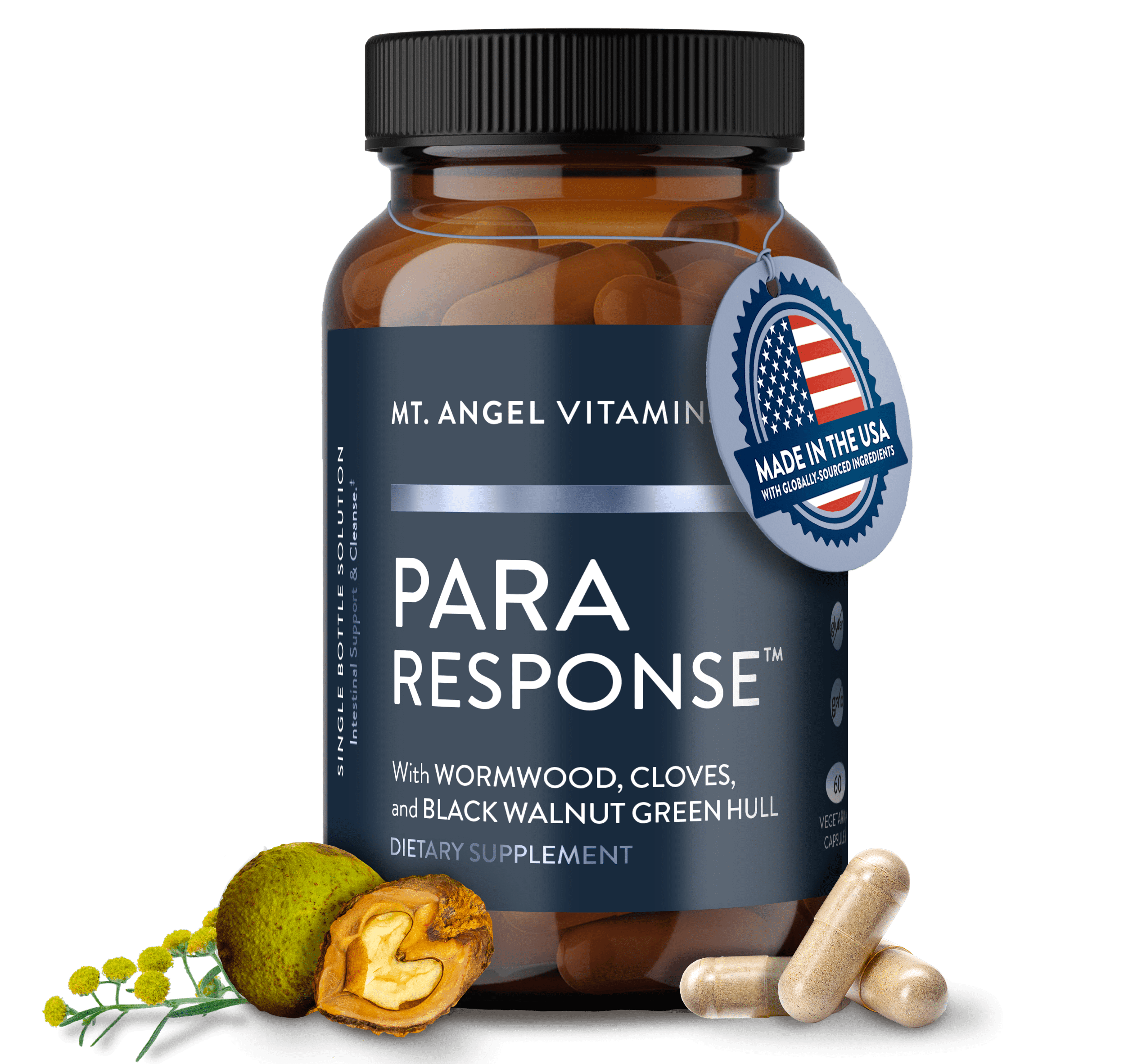 Mt. Angel Vitamins - para Response | Intestinal Health Support, Digestive Aid| Black Walnut Wormwood | Non-GMO, Vegan, 60 Vegetarian Capsules