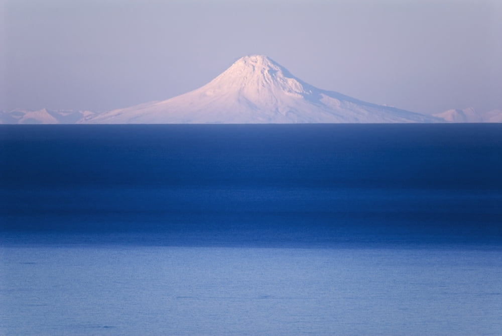 Mt Augustine Seen Across Cook Inlet From The Kenai Peninsula In Southcentral Alaska During Winter Canvas Art - Bill Scott Design Pics (17 x 11)