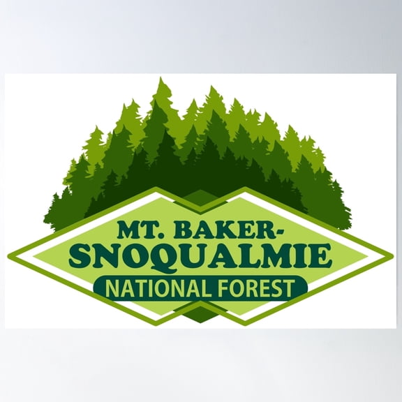 Mt Baker-Snoqualmie National Forest Poster Wall Art, Modern Wall Decor, 8x12 UNFRAMED
