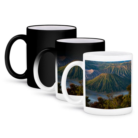 3drose, Mt Bromo and Batok at Dawn, Bromo Tengger Semeru Np, Java, Indonesia, 11oz Magic Transforming Mug