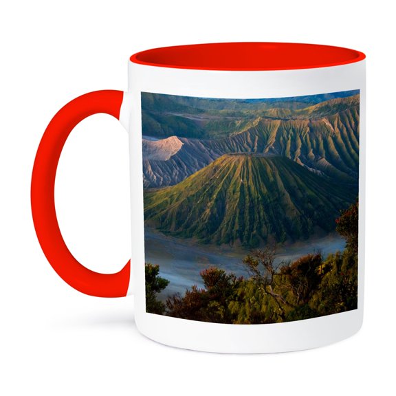3drose, Mt Bromo and Batok at Dawn, Bromo Tengger Semeru Np, Java, Indonesia, 11oz Two-tone Red Mug