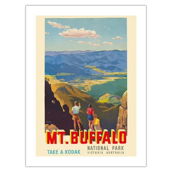 Mt. Buffalo National Park - Victoria Australia - Take a Kodak - Victorian Railways - Vintage Travel Poster by Percy Trompf c.1930 - Fine Art Matte Paper Print (Unframed) 18x24in