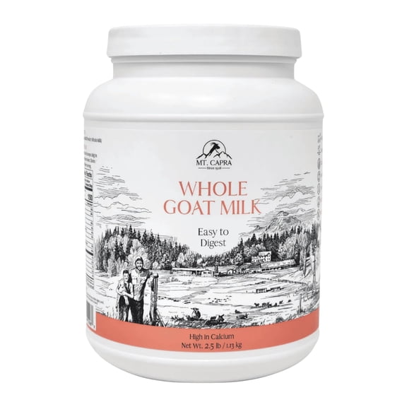 Mt. Capra Whole Goat GGA1 Milk | Powder from Non-GMO, Grass-Fed Goats, Creamy, Great Tasting, Easy to Digest, A2 Milk | 40 Servings - 2.5 Pounds