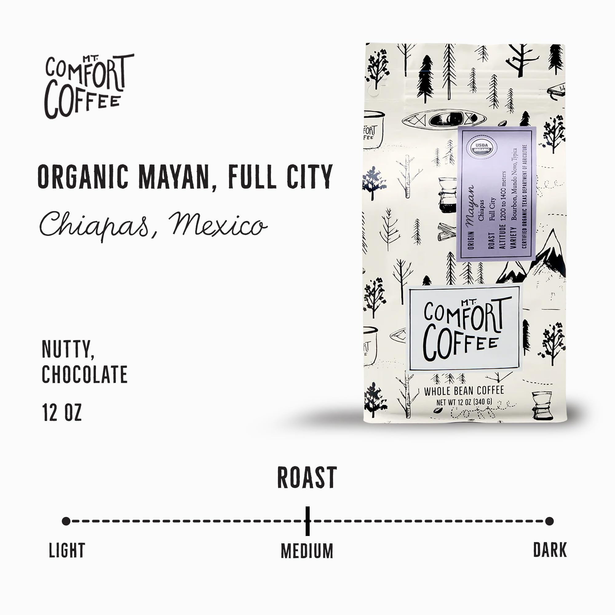 Mt. Comfort Coffee SCH4 Organic Mayan Full City Roast, 12 Ounce ...