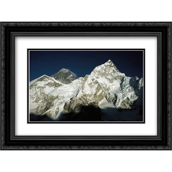 Mt Everest and Mt Nuptse seen from Kala Pattar, Khumbu, Himalaya, Nepal 2x Matted 24x18 Black Ornate Framed Art Print by Monteath, Colin