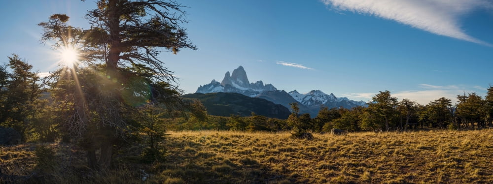 Mt Fitzroy at dusk Chalten Argentine Glaciers National Park Santa Cruz Province Patagonia Argentina Canvas Art - Panoramic Images (36 x 12)