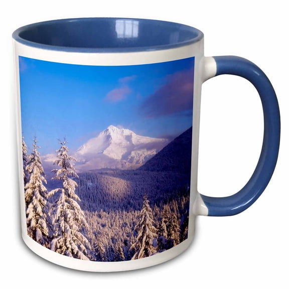 3drose, Mt. Hood, Highest Point in Oregon, Mt. Hood National Forest, Oregon, 11oz Two-tone Blue Mug