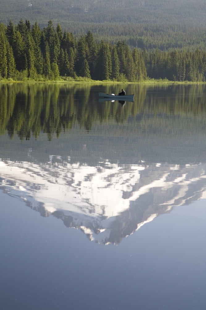 Mt Hood Reflecting In Trillium Lake Mt Hood National Forest Oregon Usa Canvas Art - Craig Tuttle Design Pics (24 x 36)