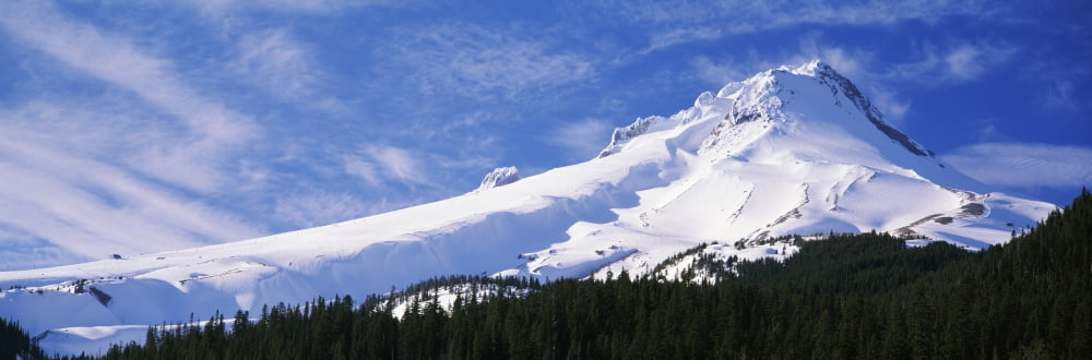Mt Hood in winter Oregon USA Canvas Art - Panoramic Images (12 x 36)