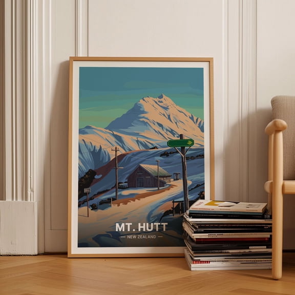 Mt Hutt Ski Resort Poster New Zealand Travel Art C201587