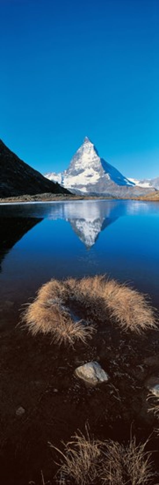 Mt Matterhorn & Riffel Lake Switzerland Canvas Art - Panoramic Images (36 x 12)