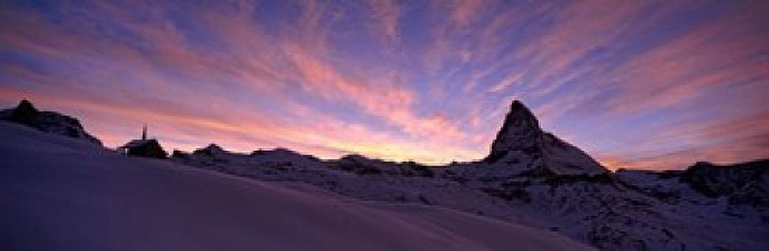 Mt Matterhorn at sunset Riffelberg Zermatt Valais Canton Switzerland Canvas Art - Panoramic Images (18 x 6)