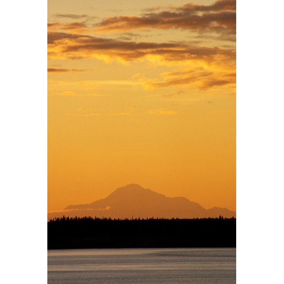Mt Mckinley At Sunset As Seen From Anchorage Sc Alaska Canvas Art - Danny Daniels Design Pics (11 x 17)