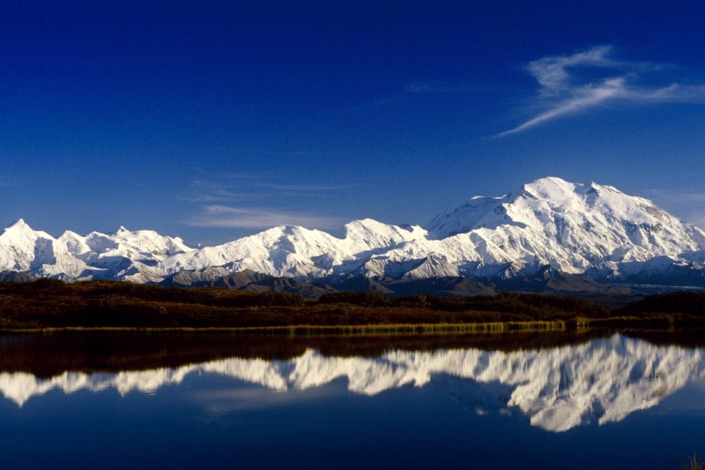 Mt Mckinley Relfected In Wonder Lake Denali National Park Alaska Summer Canvas Art - John Warden Design Pics (17 x 11)