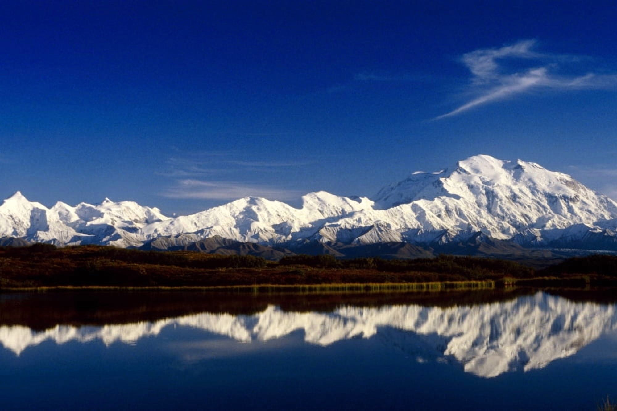 Mt Mckinley Relfected In Wonder Lake Denali National Park Alaska Summer Canvas Art - John Warden Design Pics (34 x 22)