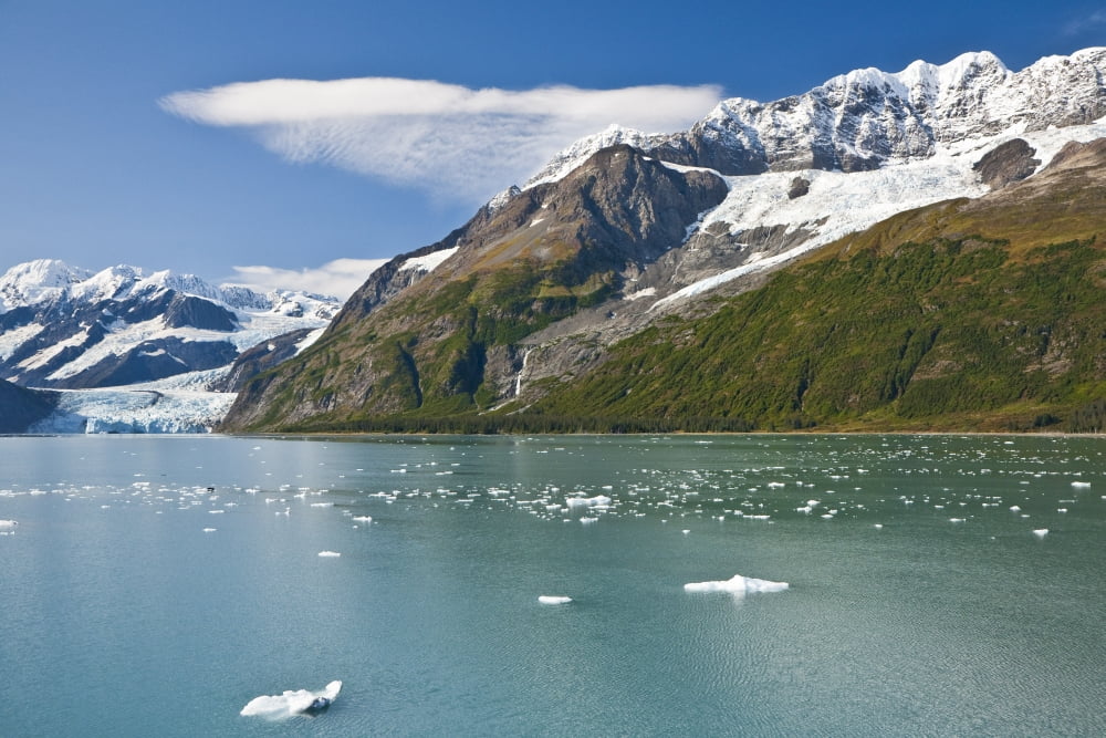 Mt Muir With Baker Penniman And Serpentine Glaciers In Harriman Fjord Prince William Sound Southcentral Alaska Canvas Art - Jeff Schultz Design Pics (17 x 11)