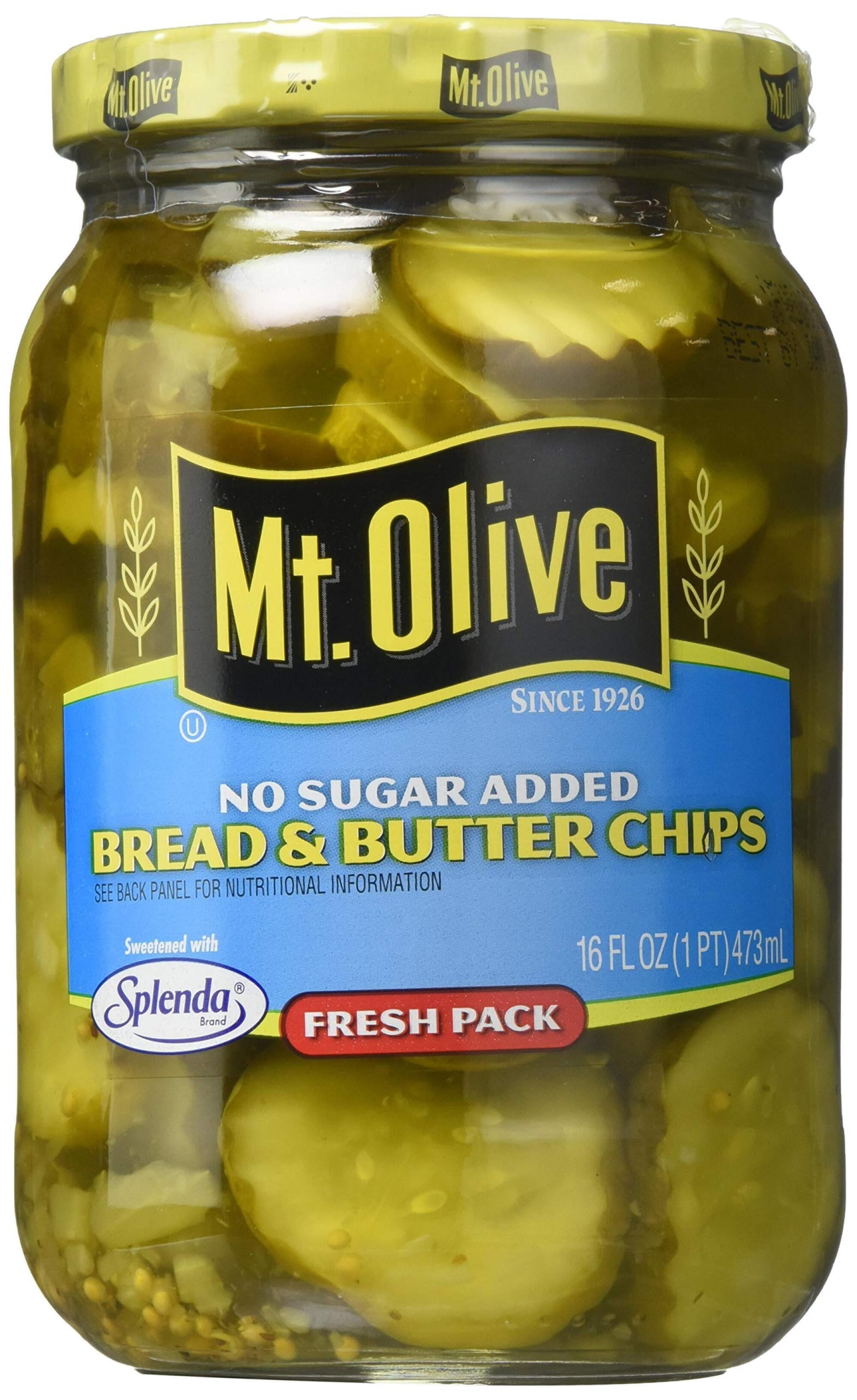 Mt. Olive Bread \u0026 Butter Chips, No Sugar Added 16 Oz (Pack of 2)