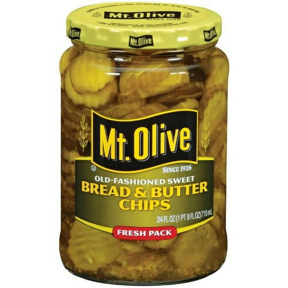 Mt. Olive Bread & Butter Pickle Chips, 24 Oz (Pack of 2)