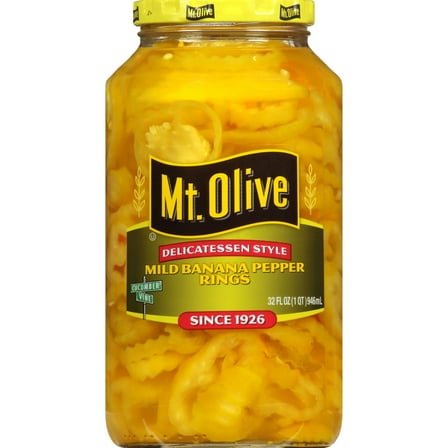Mt. Olive Deli Style Mild Banana Pepper Rings, 32 fl oz jar