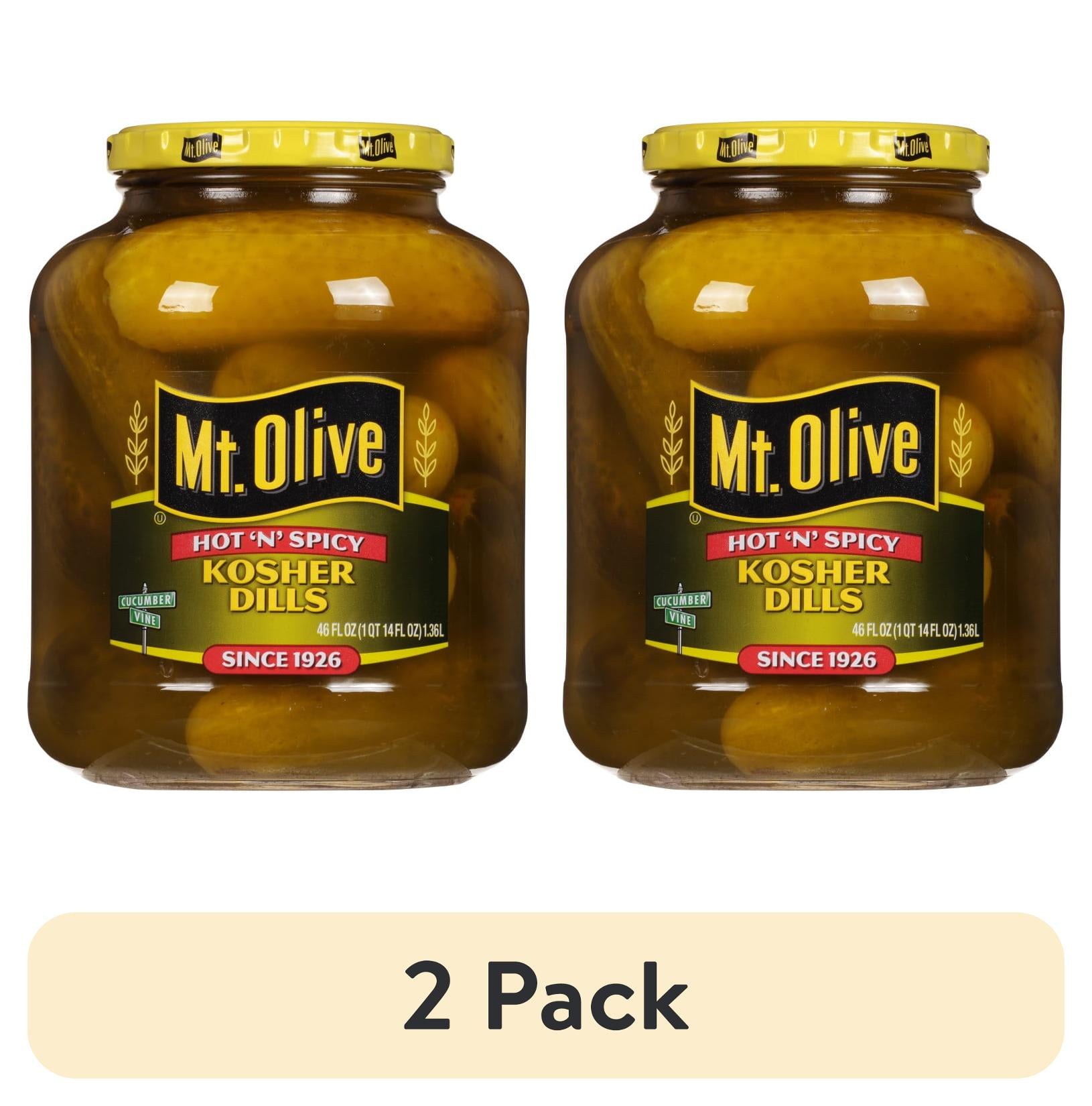(2 pack) Mt. Olive Fresh Pack Hot 'N' Spicy Kosher Kills Pickles, 46 fl