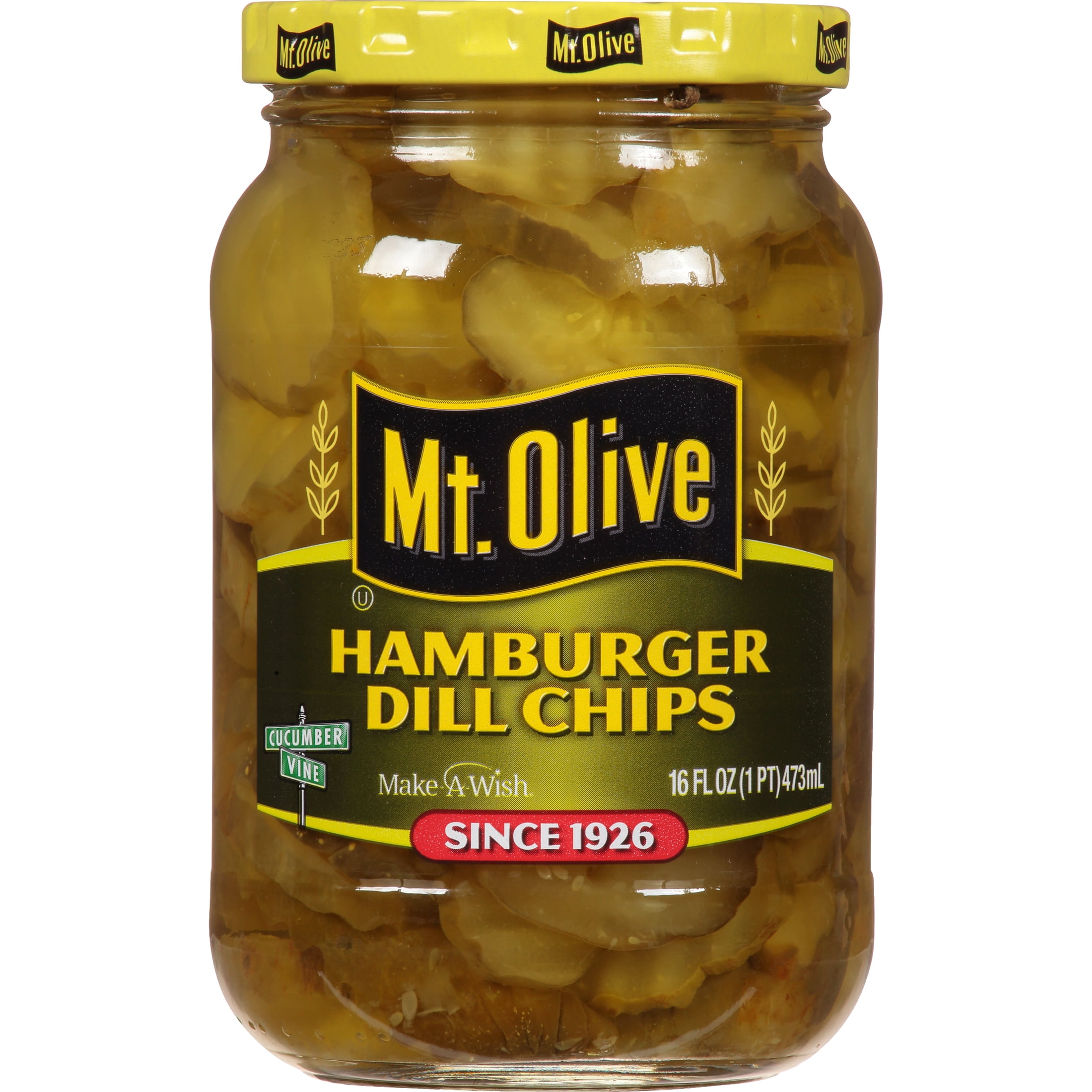 Mt Olive Hamburger Dill Chips Pickles, 16 fl oz Jar