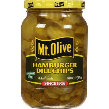 Mt. Olive Hamburger Dill Pickle Chips - 16 fl oz jar