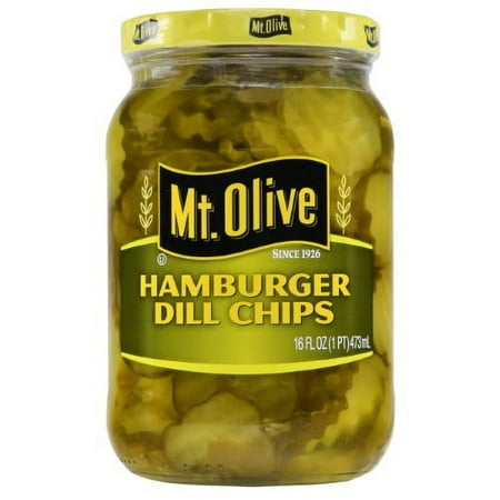 Mt. Olive Hamburger Dill Chips Pickles Jar (Pack of 14)