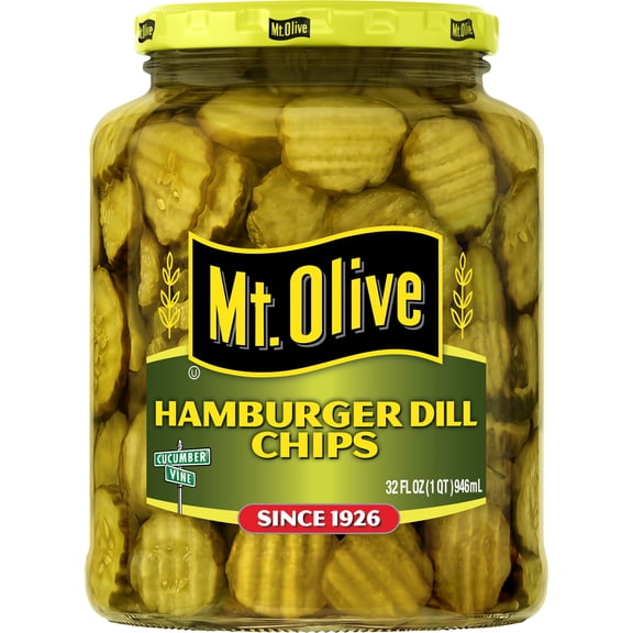 Mt. Olive Hamburger Dill Pickle Chips, 32 fl oz Jar