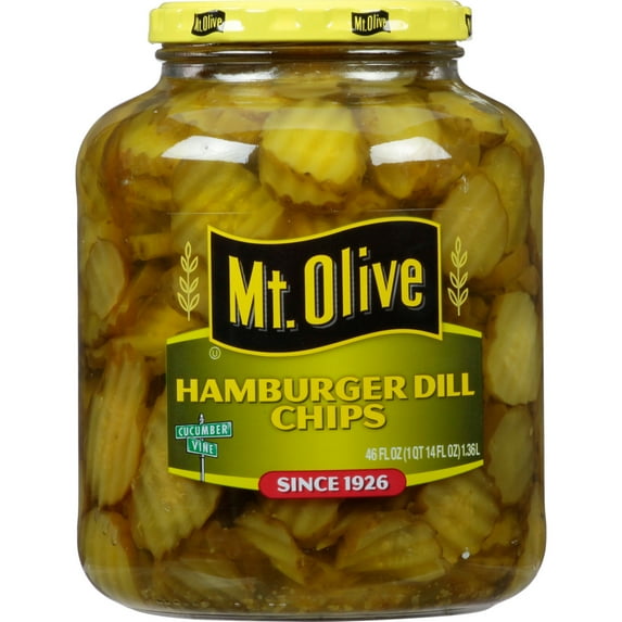 Mt. Olive Hamburger Dill Chips Pickles - 46 fl oz jar